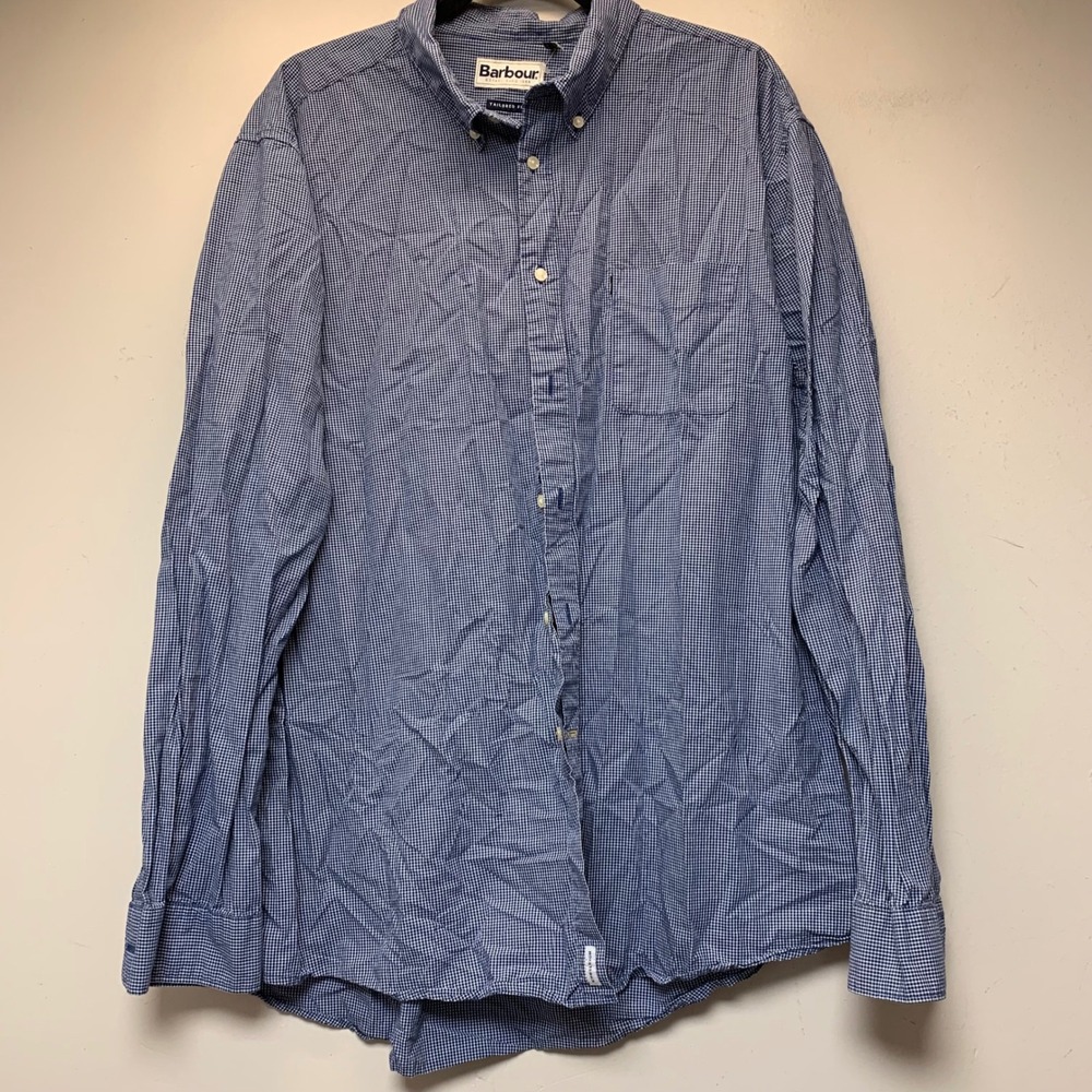 Barbour Endsleigh Shirt Mens XL Blue Gingham Tailored Fit MSH4256BL14 Excellent